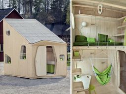 Small wooden house for students on 10 square meters