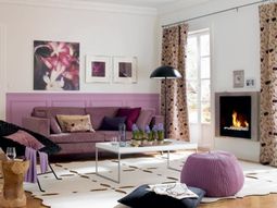 Stylish purple living room interior