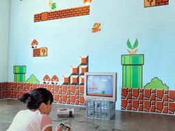 Super Mario wall decoration in the nursery of Nintendo