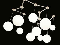 White ball lamps at different heights – Multiball Lighting by Roberto Paoli