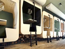 Wood dining – Stand Design Il Treno of Tjep – inspired by old train compartment