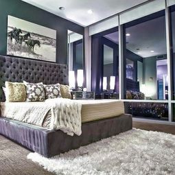 Bedroom furniture and bedside tables with mirror surface