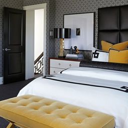 Bold bedroom color ideas with black and white accents