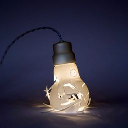 Broken designer lamps in the form of oversized light bulbs