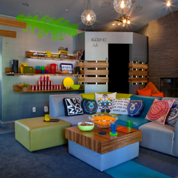 Creative interior design with patterns from video games