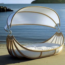 Designer bed for the interior and exterior