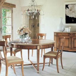 Elegant decor in the dining room with rustic furniture