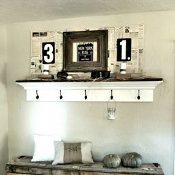 Hallway bench in wood pallets lends a rustic touch