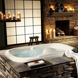 Interesting bathroom design – everything in the bathroom of rough stone