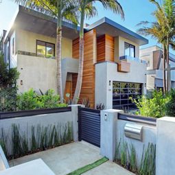 Modern luxury house with water features and modern design