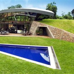 Modern underground hillside houses in Luque, Paraguay