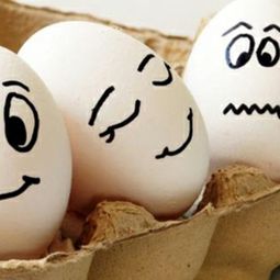 Painted Easter eggs with face
