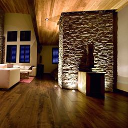 Receive the natural home – natural stone wall in the living room