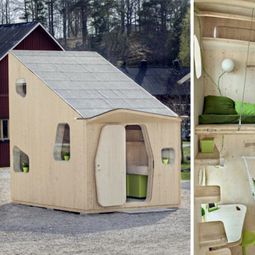 Small wooden house for students on 10 square meters