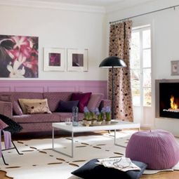 Stylish purple living room interior
