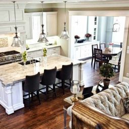 Wood flooring in the kitchen for a homely atmosphere