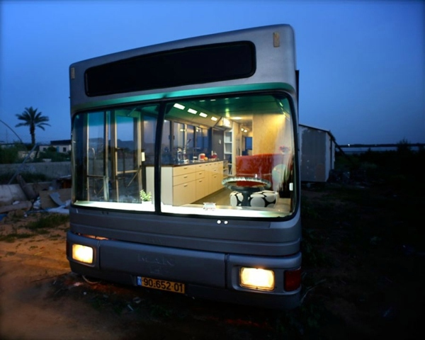 A beautiful modern house in Sharon, Israel, mastered from a discarded old bus