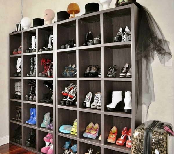 A DIY shoe rack may seem interesting and chic