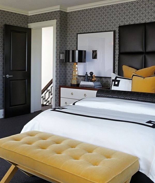 Bold bedroom color ideas with black and white accents