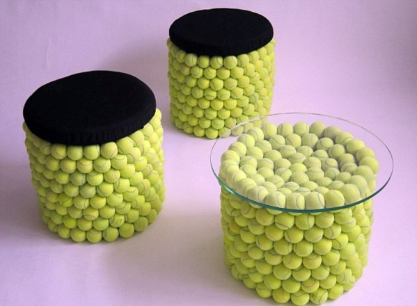 Chair design from tennis balls from Gabriel Coch