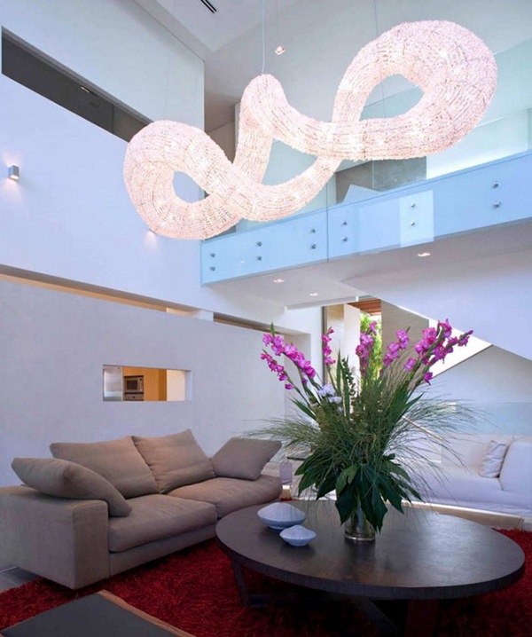 Effect Full Suspension light in the living room interior