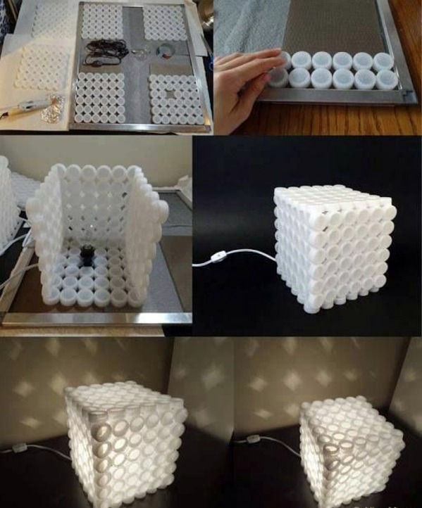 Extraordinary DIY lamp from bottle caps