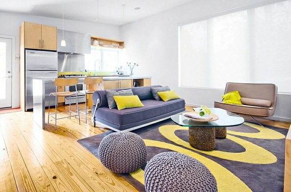 Living room color scheme – gray and yellow