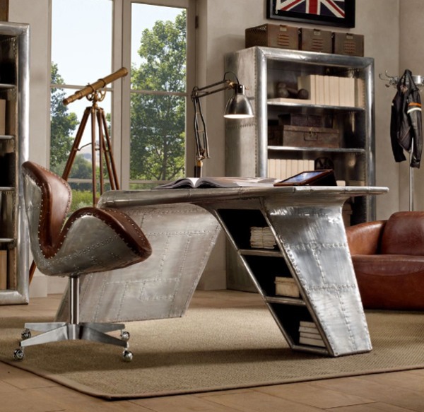 industrial office space design ideas Modern airplane wing desk from
restoration hardware