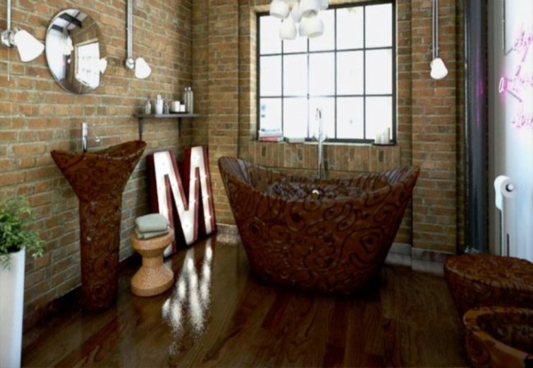 Modern bathroom furniture made entirely of chocolate