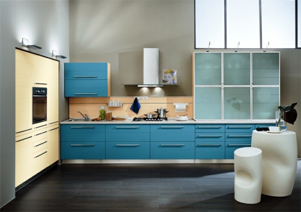 Modern colors in the modern kitchen – yellow, blue, beige