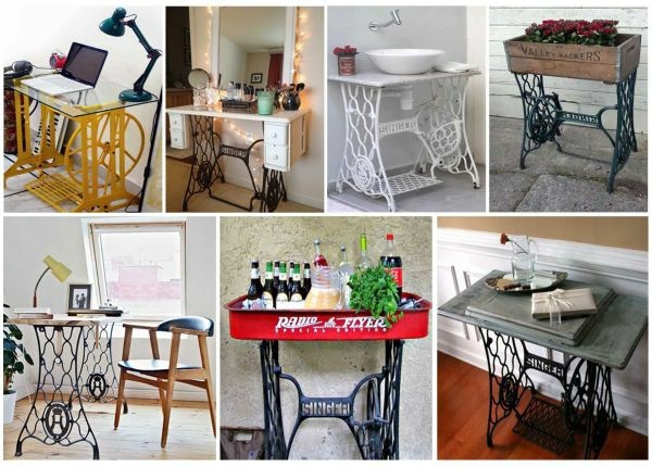 Redesign old furniture – use the old sewing machine as vintage furniture
