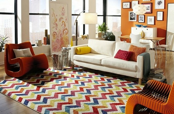 Smart application of Chevron patterns in the living room
