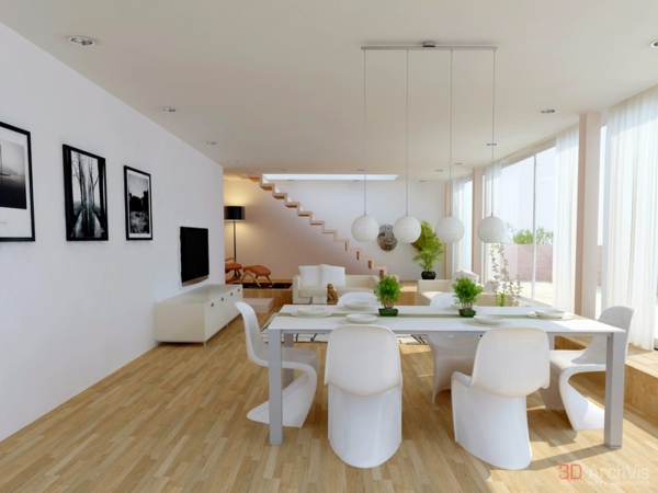 Stylish white decoration in the dining room