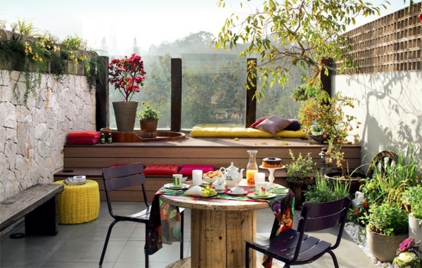 Terrace design modern and colorful