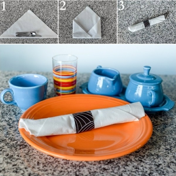 Paper napkin folding instructions - create festive Tischedeko