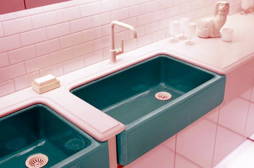 Bathroom Ideas - striking colored washbasin