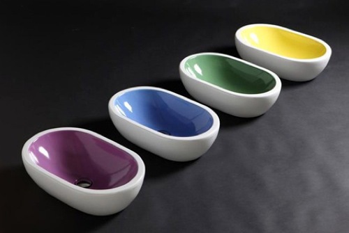 Bathroom Ideas - striking colored washbasin