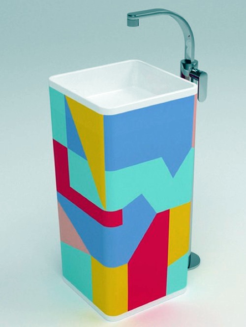 Bathroom Ideas - striking colored washbasin