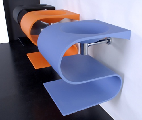 Bathroom Ideas - striking colored washbasin
