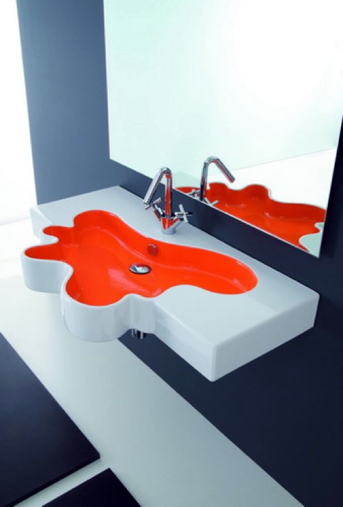 Bathroom Ideas - striking colored washbasin