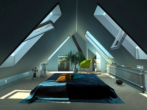 Bedroom in the attic - Proposal for compact dressing room