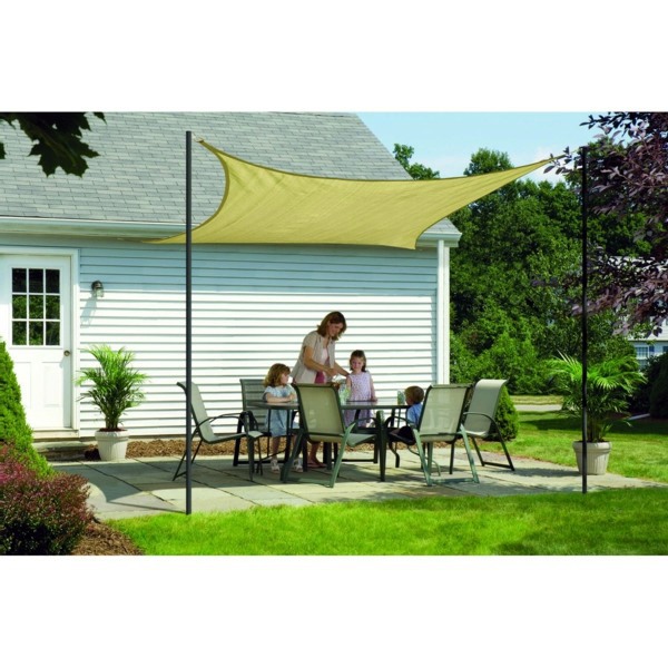 Gartengestaltung - Terrace and garden sun protection ideas - use solar sails and awnings