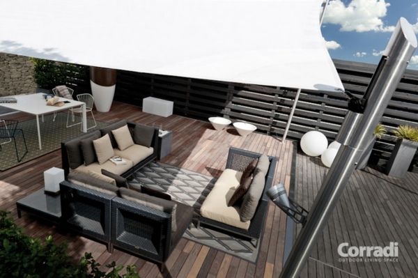 Terrace and garden sun protection ideas - use solar sails and awnings