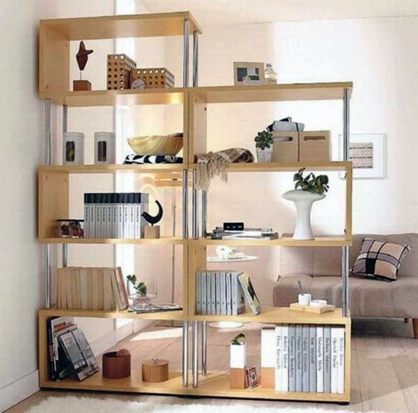 Shelves as a partition - 20 great ideas and advice