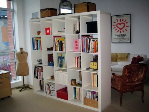 Shelves as a partition - 20 great ideas and advice