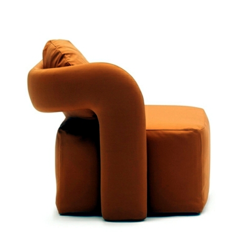 Orange armchair in single bed converted by Giulio Manzoni for Campeggi Orange armchair in single bed converted by Giulio Manzoni for Campeggi