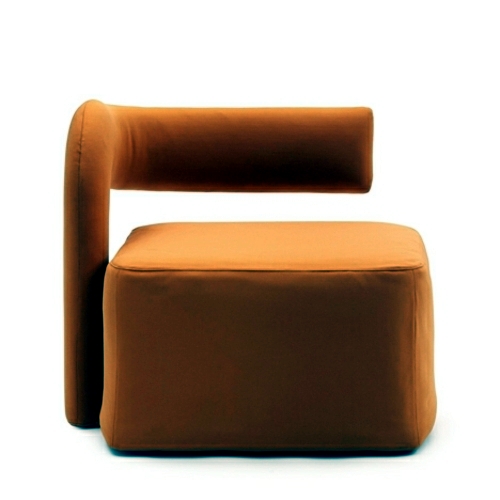 Orange armchair in single bed converted by Giulio Manzoni for Campeggi Orange armchair in single bed converted by Giulio Manzoni for Campeggi