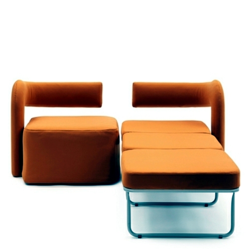 Orange armchair in single bed converted by Giulio Manzoni for Campeggi Orange armchair in single bed converted by Giulio Manzoni for Campeggi