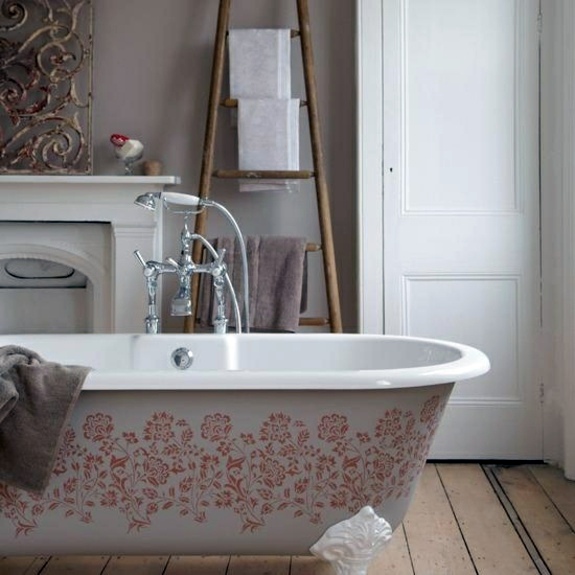 Wooden towel ladder in both rustic as well as in modern bathroom