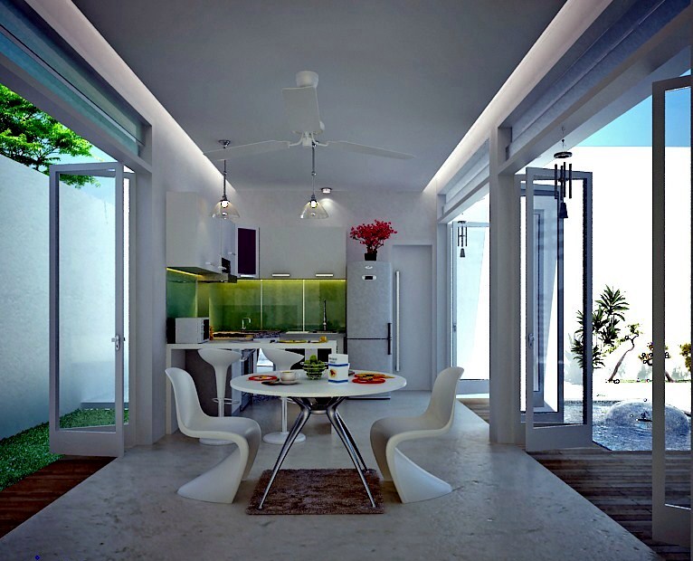 White decor dining area